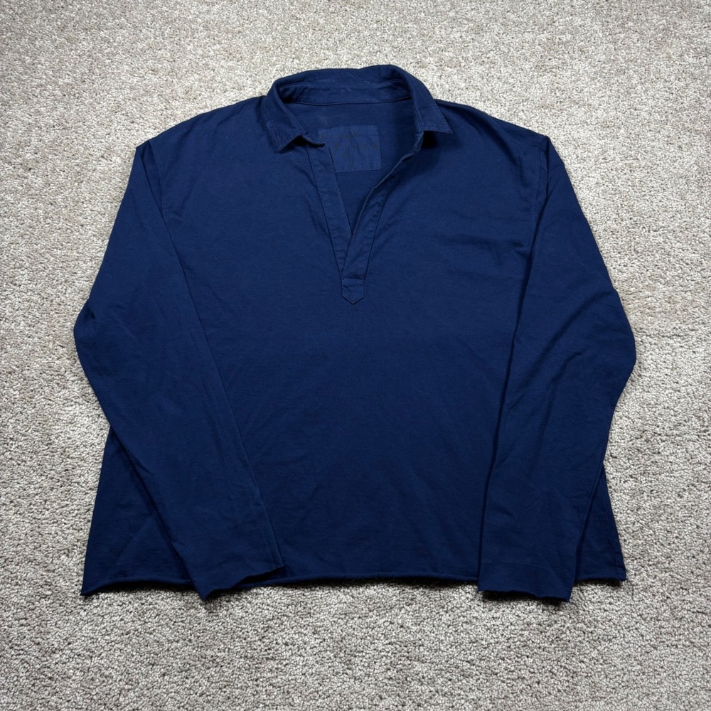 Frank & Eileen Patrick Popover Henley Navy Blue Cotton Top LAB510HJ Mens M